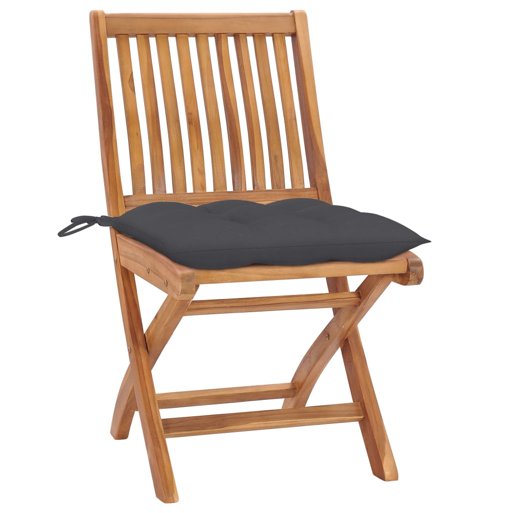 Folding Chairs with Cushions 4 pcs Solid Teak Wood