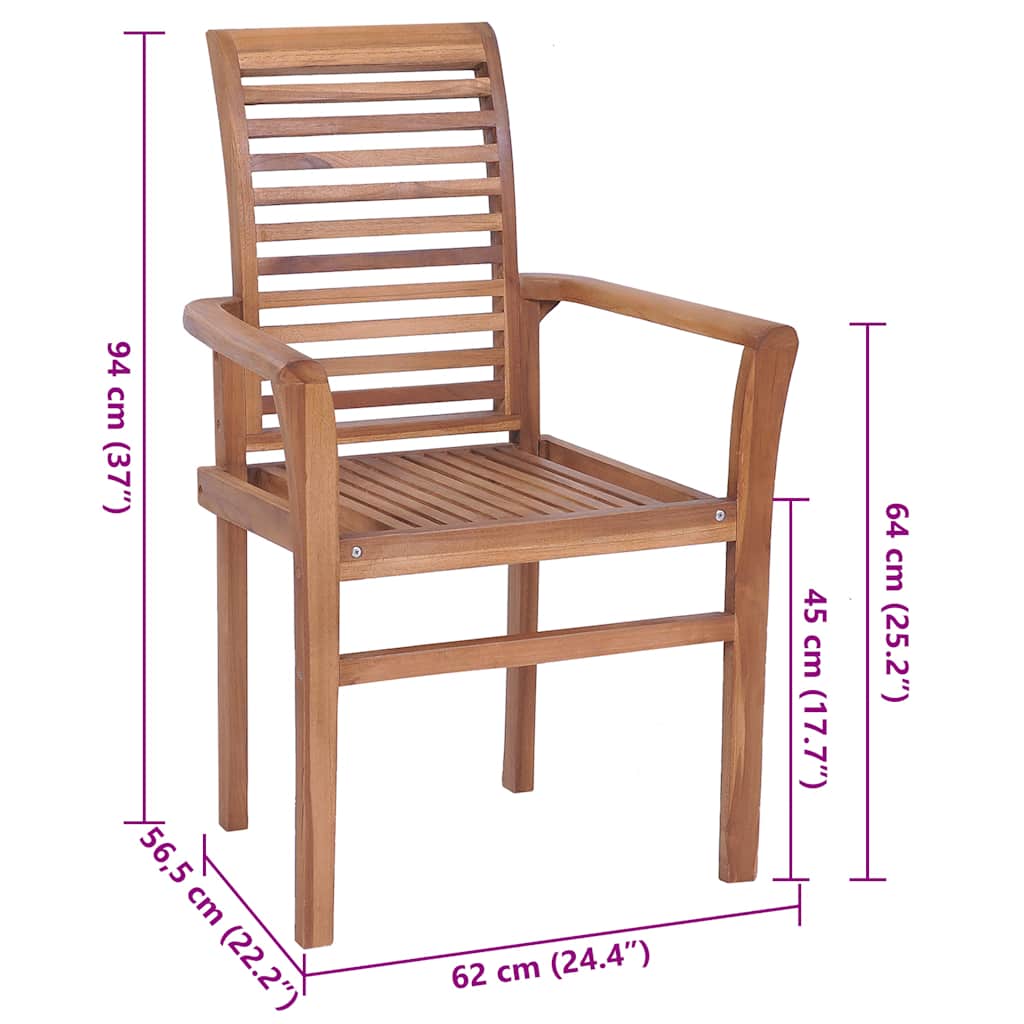 Dining Chairs 8 pcs with Grey Cushions Solid Teak Wood