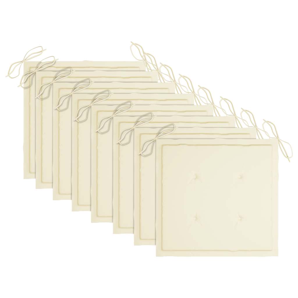 Dining Chairs 8 pcs with Cream Cushions Solid Teak Wood