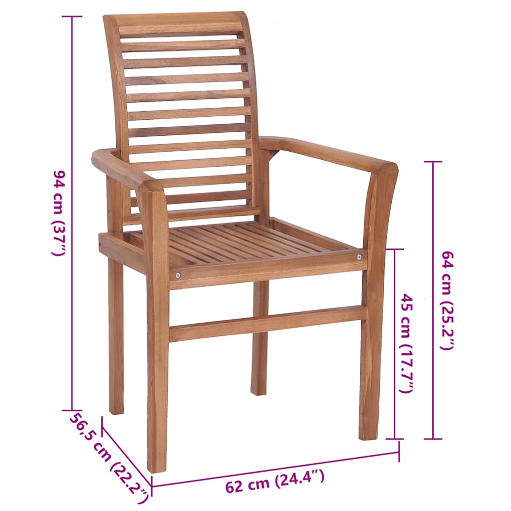 Dining Chairs 8 pcs with Beige Cushions Solid Teak Wood