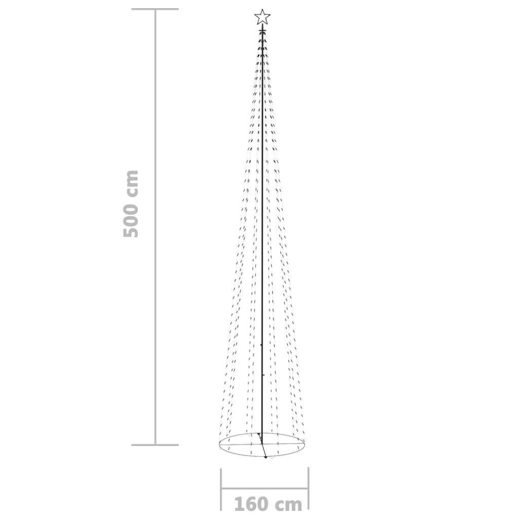 Christmas Cone Tree 752 Cold White LEDs Decoration 160x500 cm