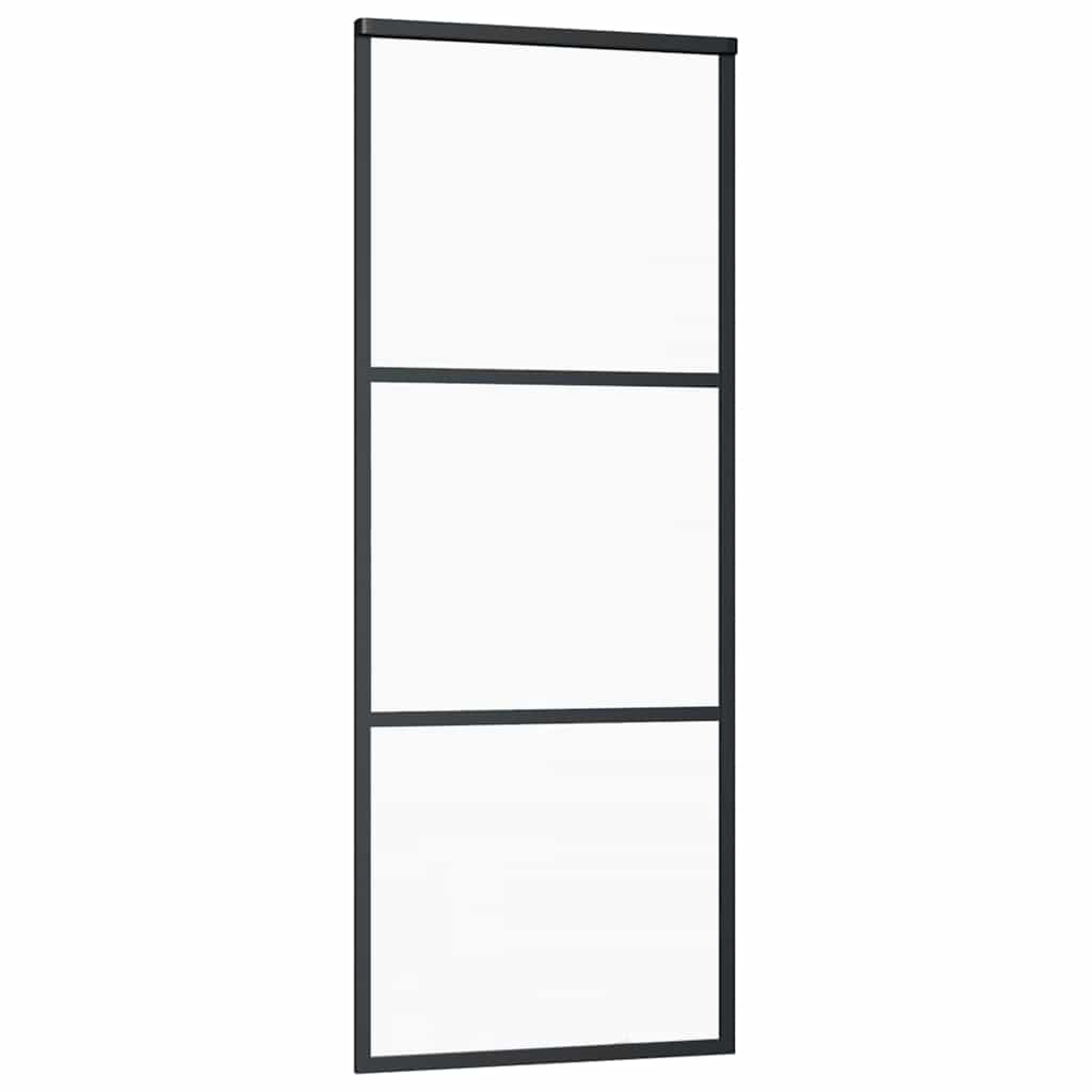 Sliding Door 3-Panel ESG Glass and Aluminium 76x205 cm Black