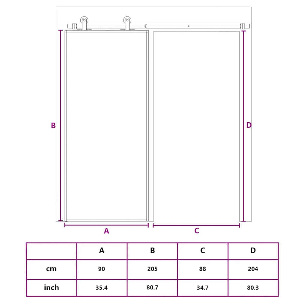 Sliding Door ESG Glass and Aluminium 90x205 cm Black