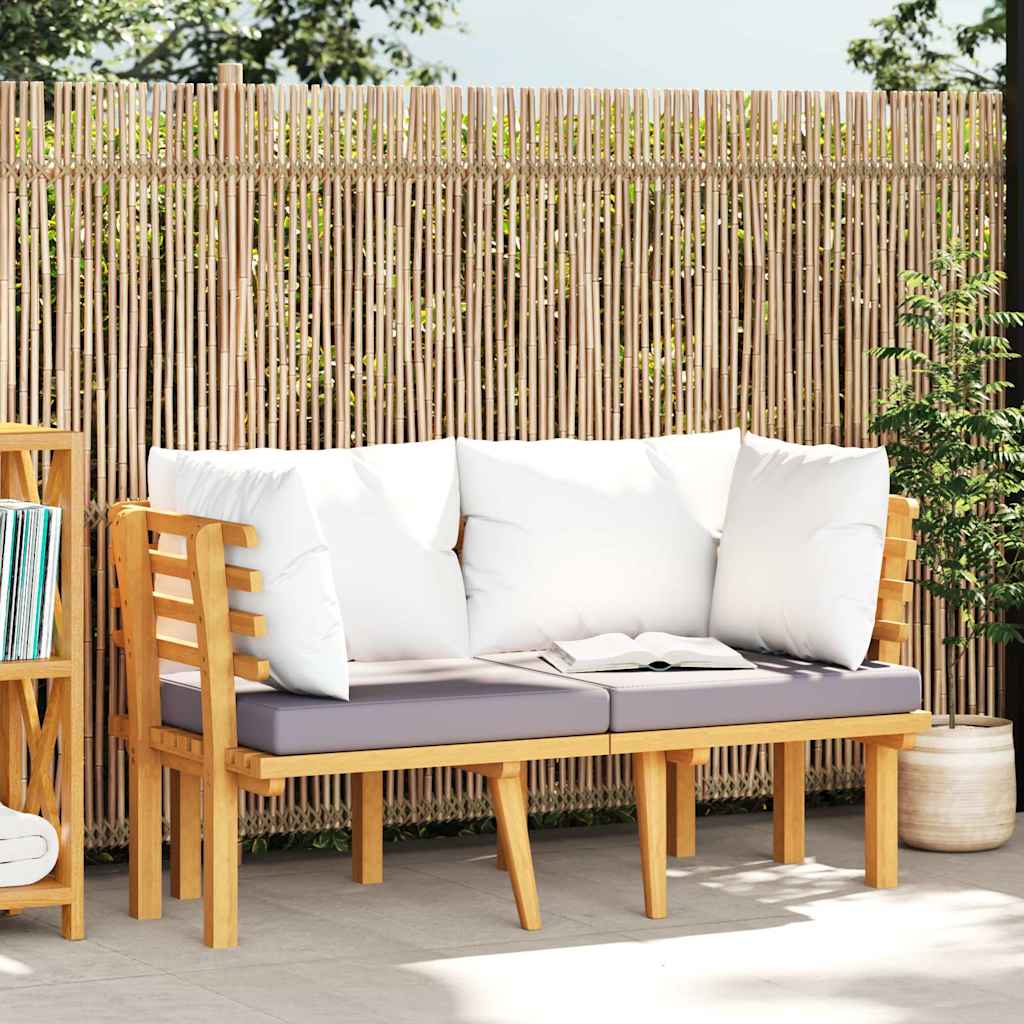 2-Seater Garden Sofa with Cushions Solid Acacia Wood
