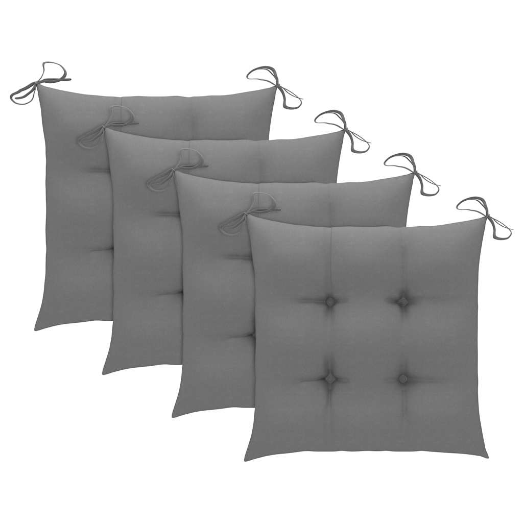 Garden Chairs 4 pcs with Grey Cushions Solid Teak Wood