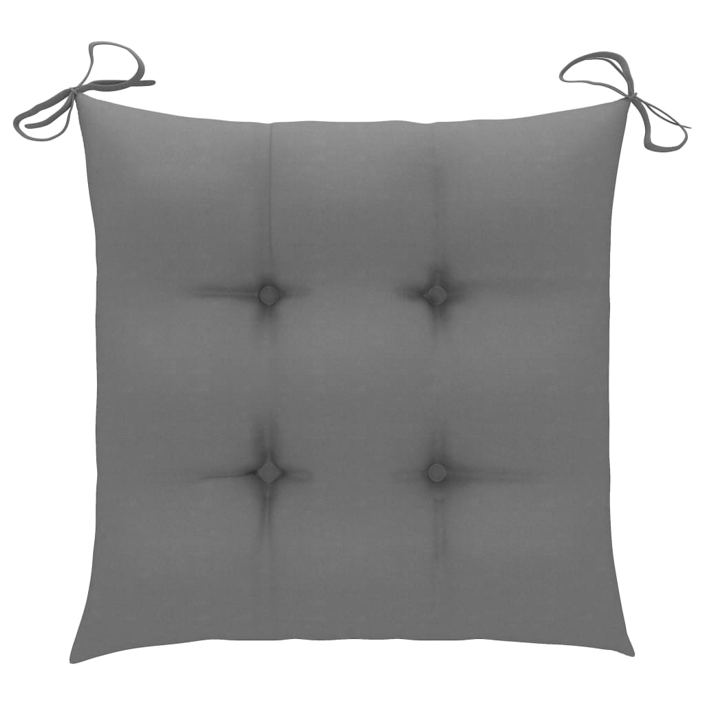 Garden Chairs 4 pcs with Grey Cushions Solid Teak Wood