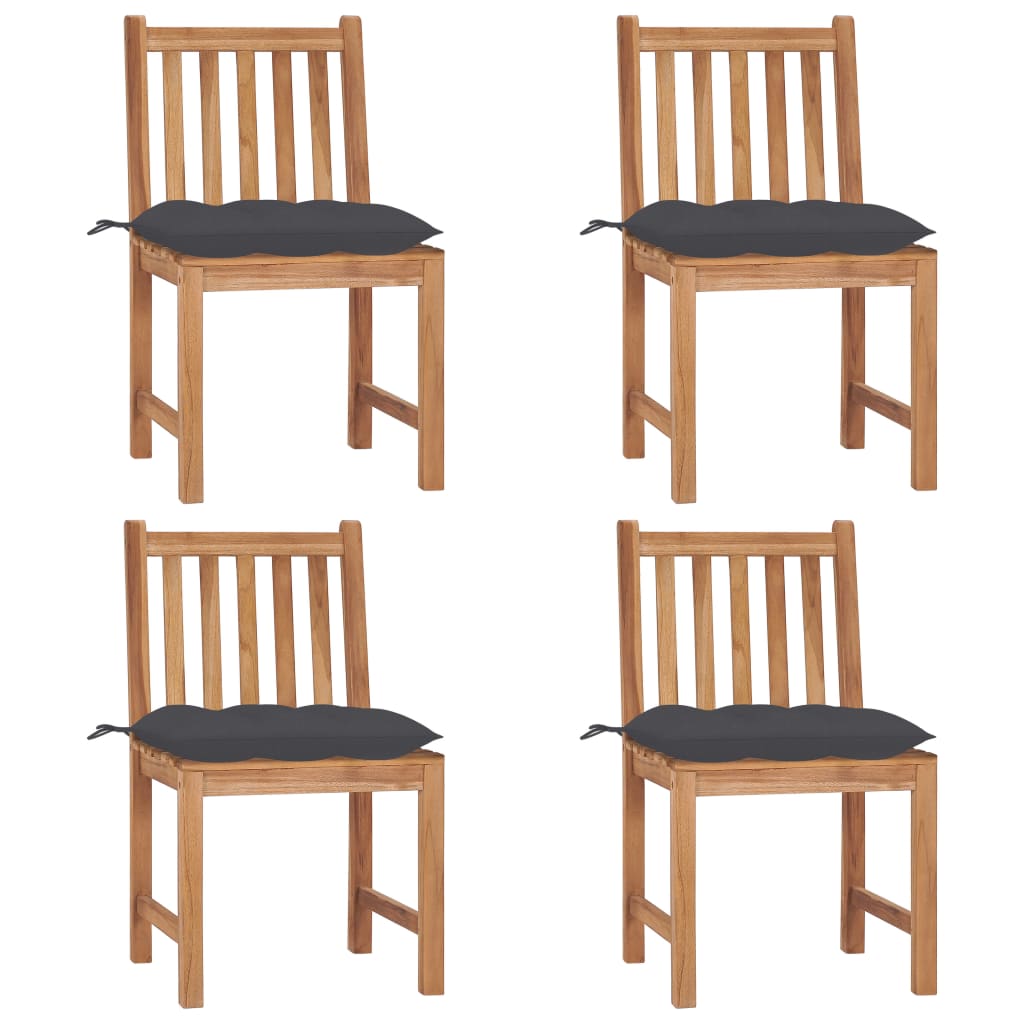 Garden Chairs 4 pcs with Cushions Solid Teak Wood