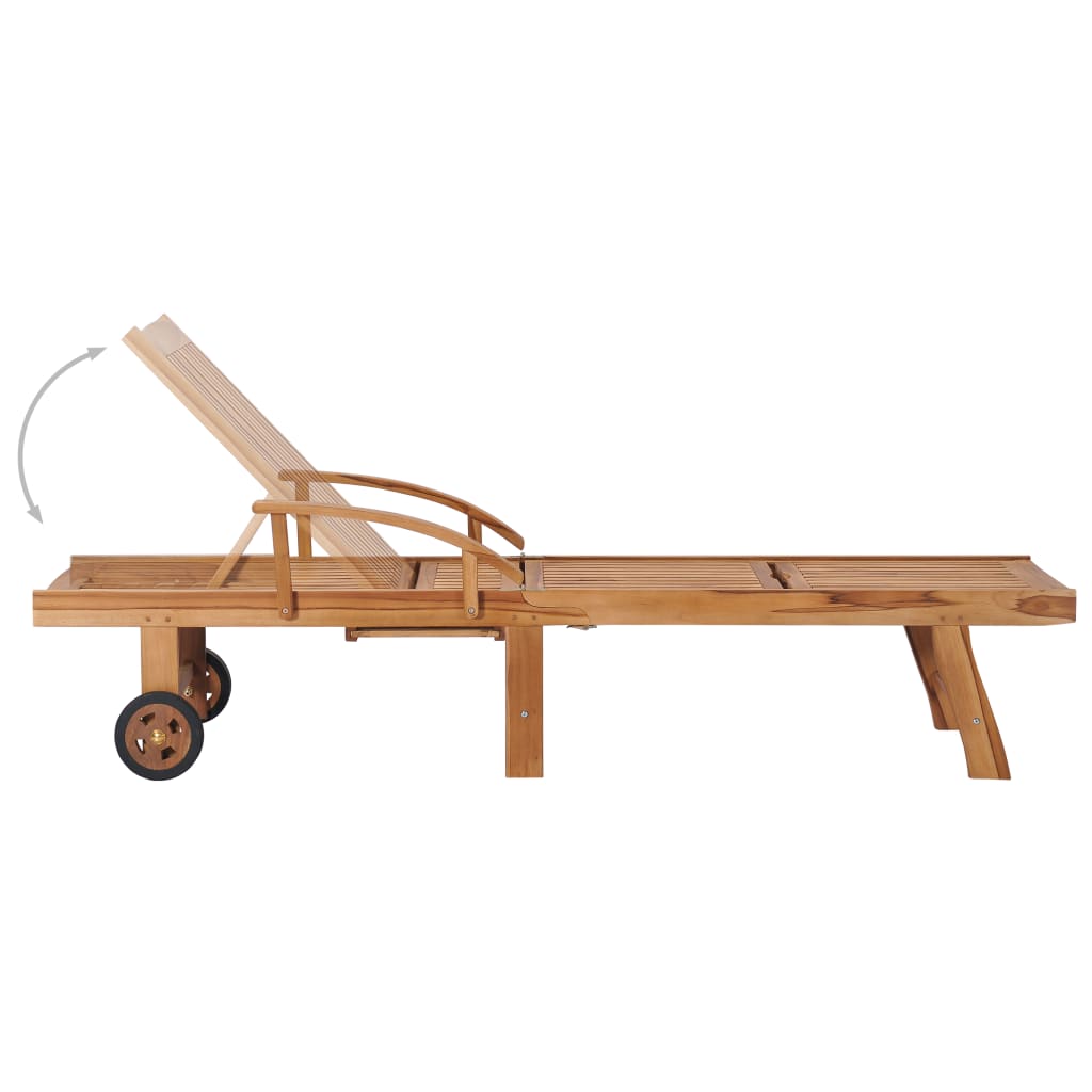 Sun Loungers 2 pcs with Taupe Cushion Solid Teak Wood