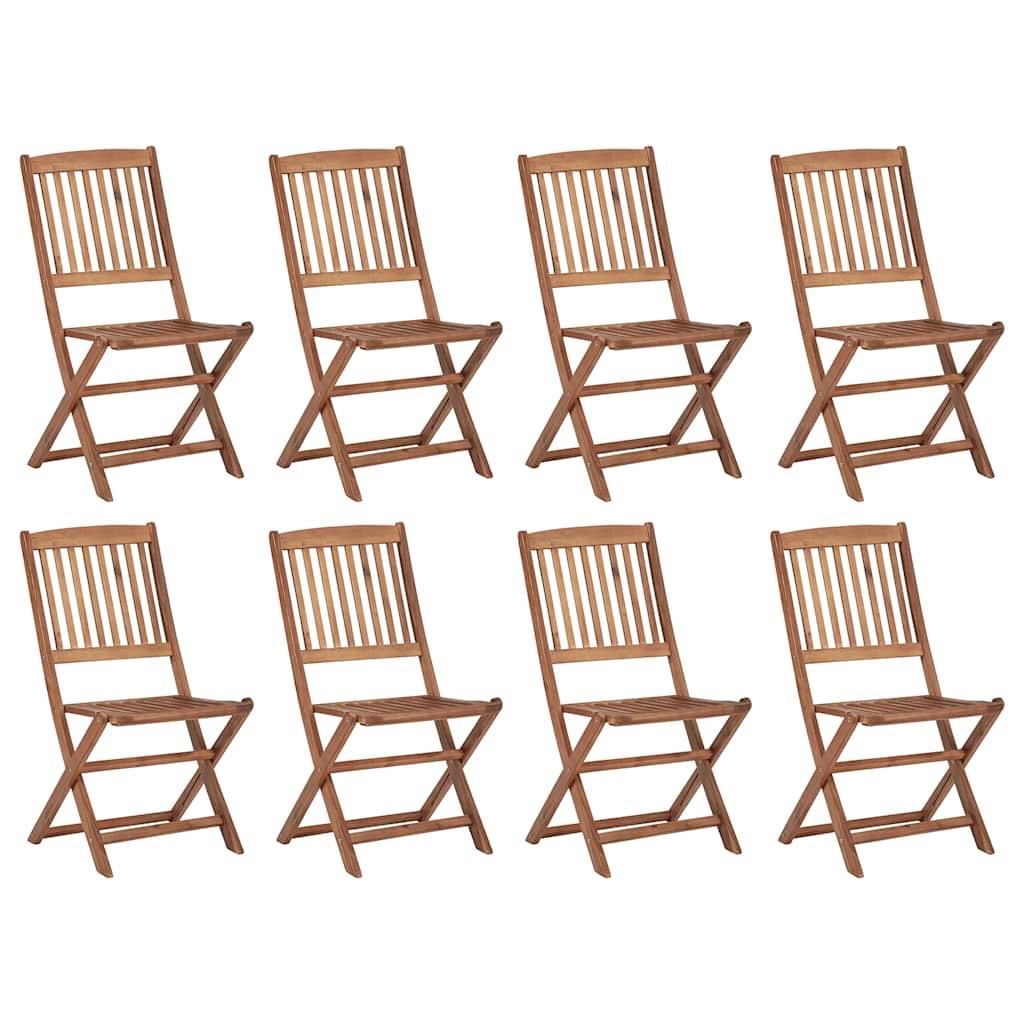 Folding Outdoor Chairs with Cushions 8 pcs Solid Wood Acacia