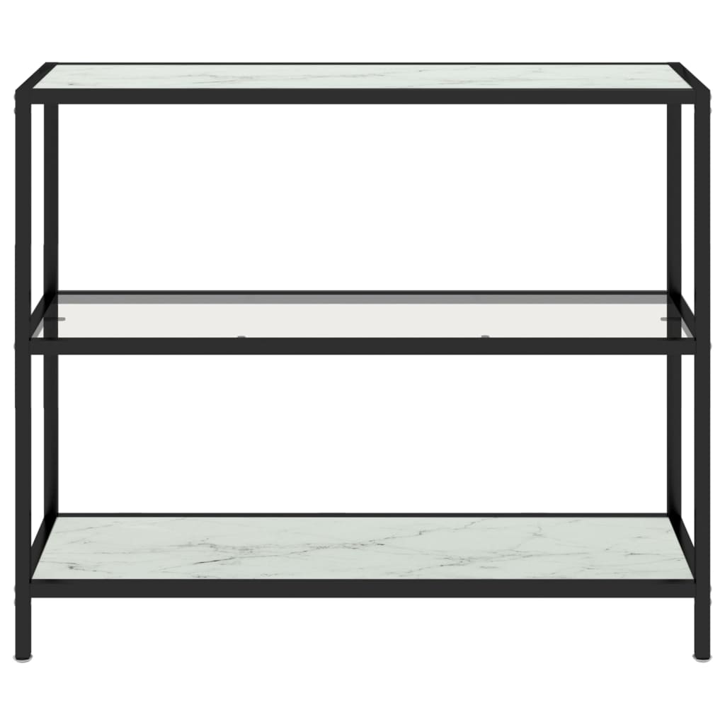 Shelf Transparent and White Marble 100x36x90 cm Tempered Glass