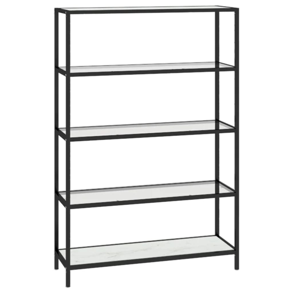 Shelf White Marble and Transparent 100x36x168 cm Tempered Glass