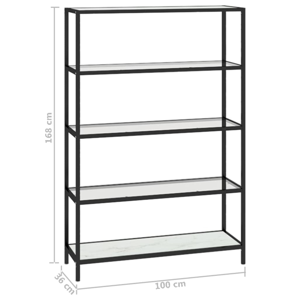 Shelf White Marble and Transparent 100x36x168 cm Tempered Glass