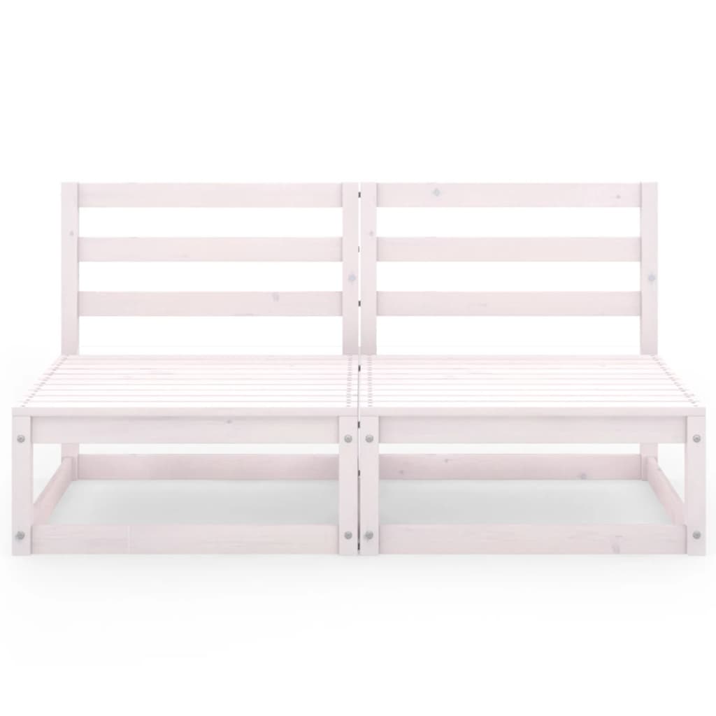 Garden 2-Seater Sofa White Solid Wood Pine