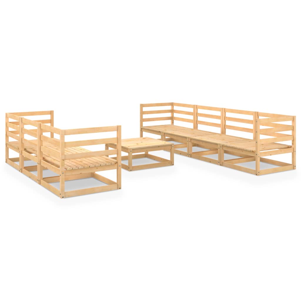 8 Piece Garden Lounge Set Solid Pinewood