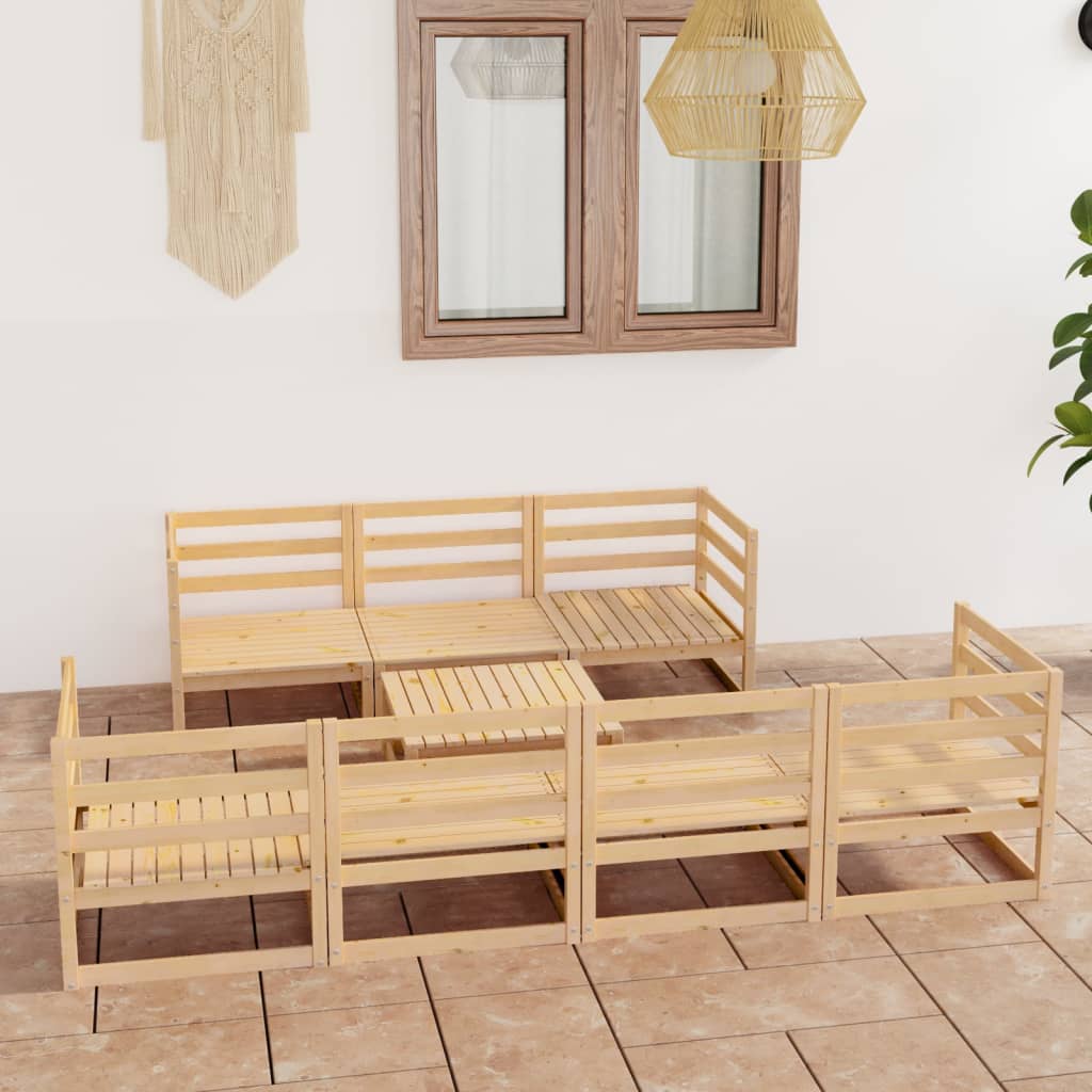 8 Piece Garden Lounge Set Solid Pinewood