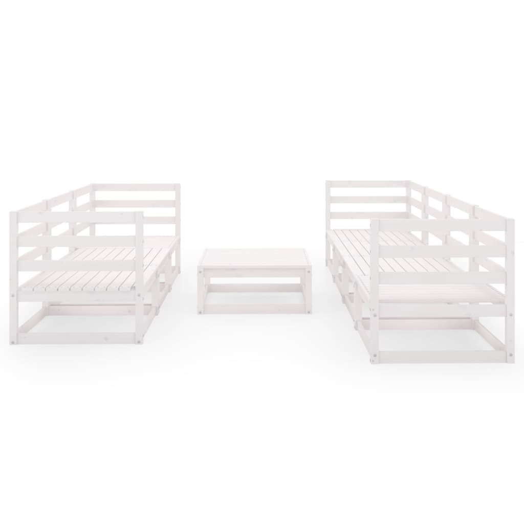 8 Piece Garden Lounge Set White Solid Pinewood