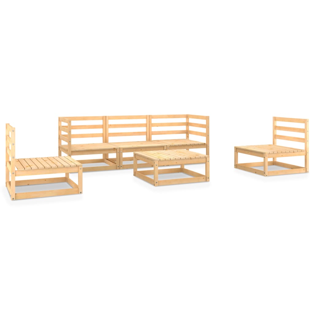 6 Piece Garden Lounge Set Solid Pinewood