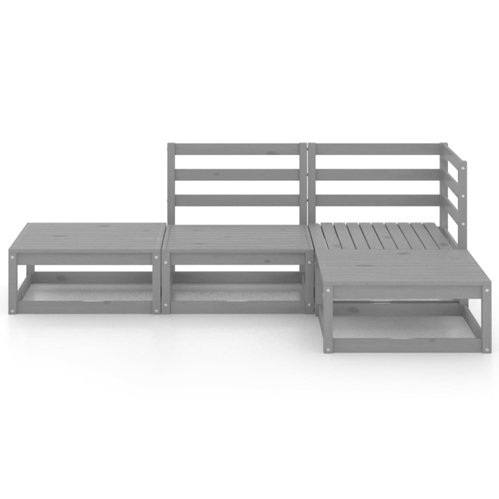 4 Piece Garden Lounge Set Grey Solid Pinewood