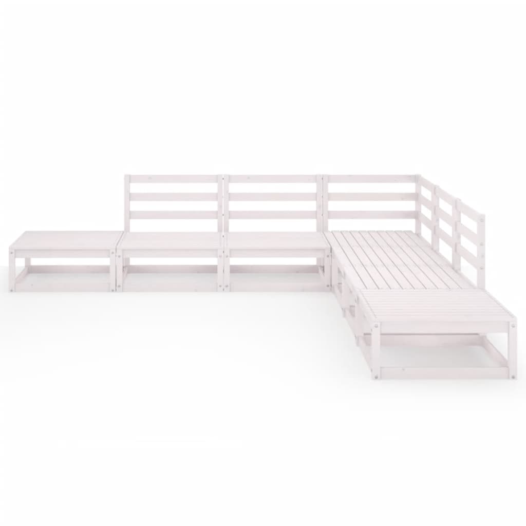 7 Piece Garden Lounge Set White Solid Pinewood