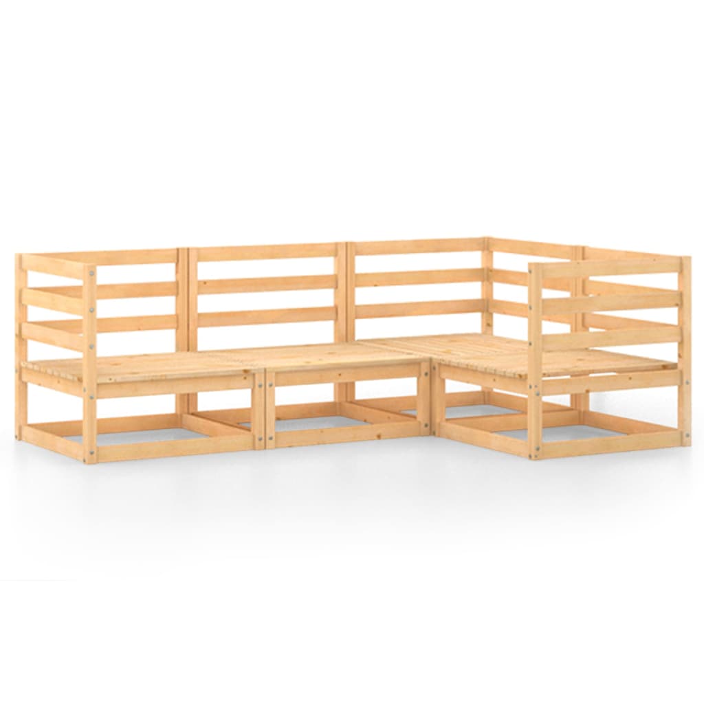 4 Piece Garden Lounge Set Solid Pinewood