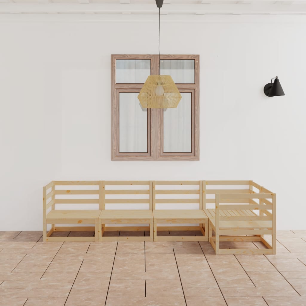 5 Piece Garden Lounge Set Solid Pinewood
