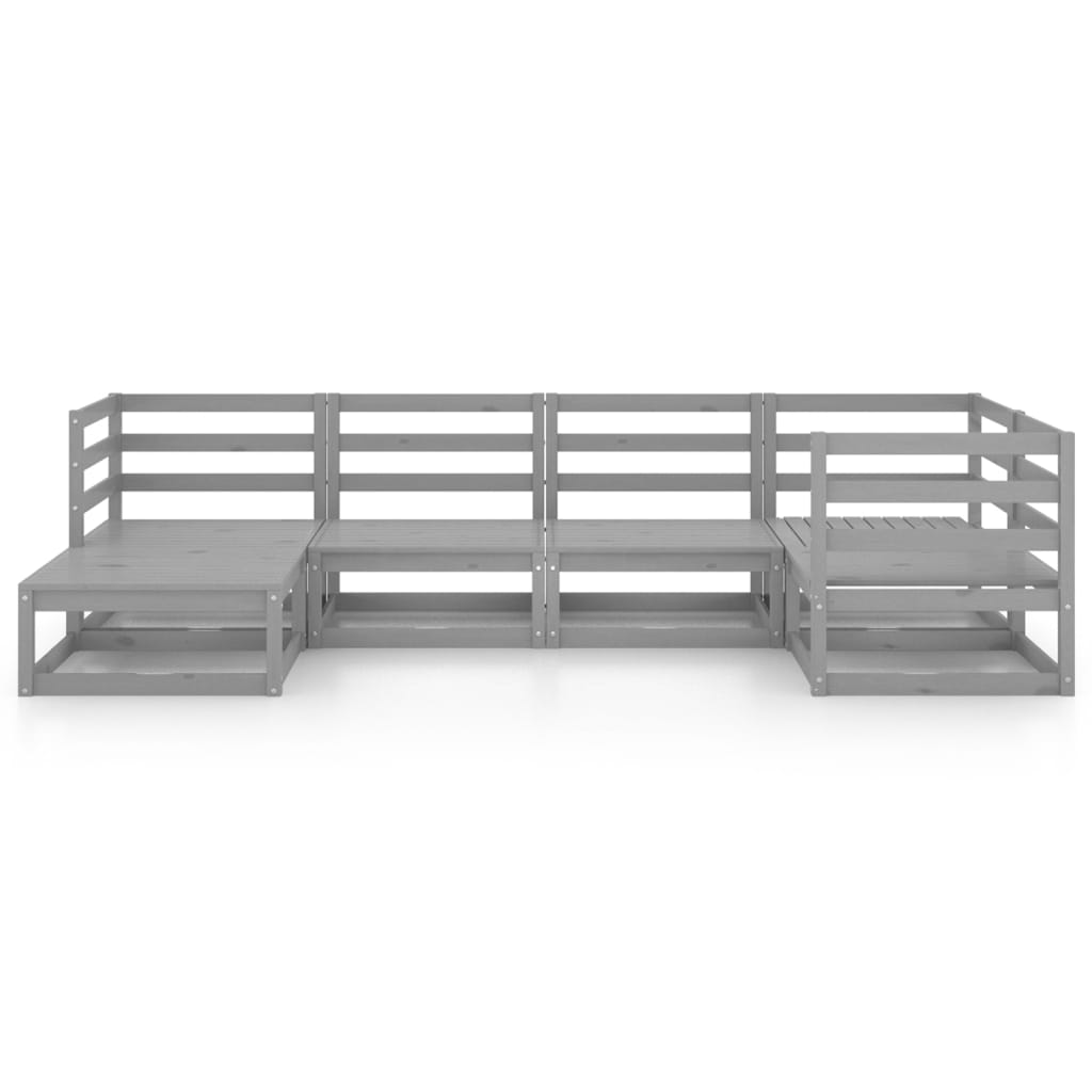 6 Piece Garden Lounge Set Grey Solid Pinewood