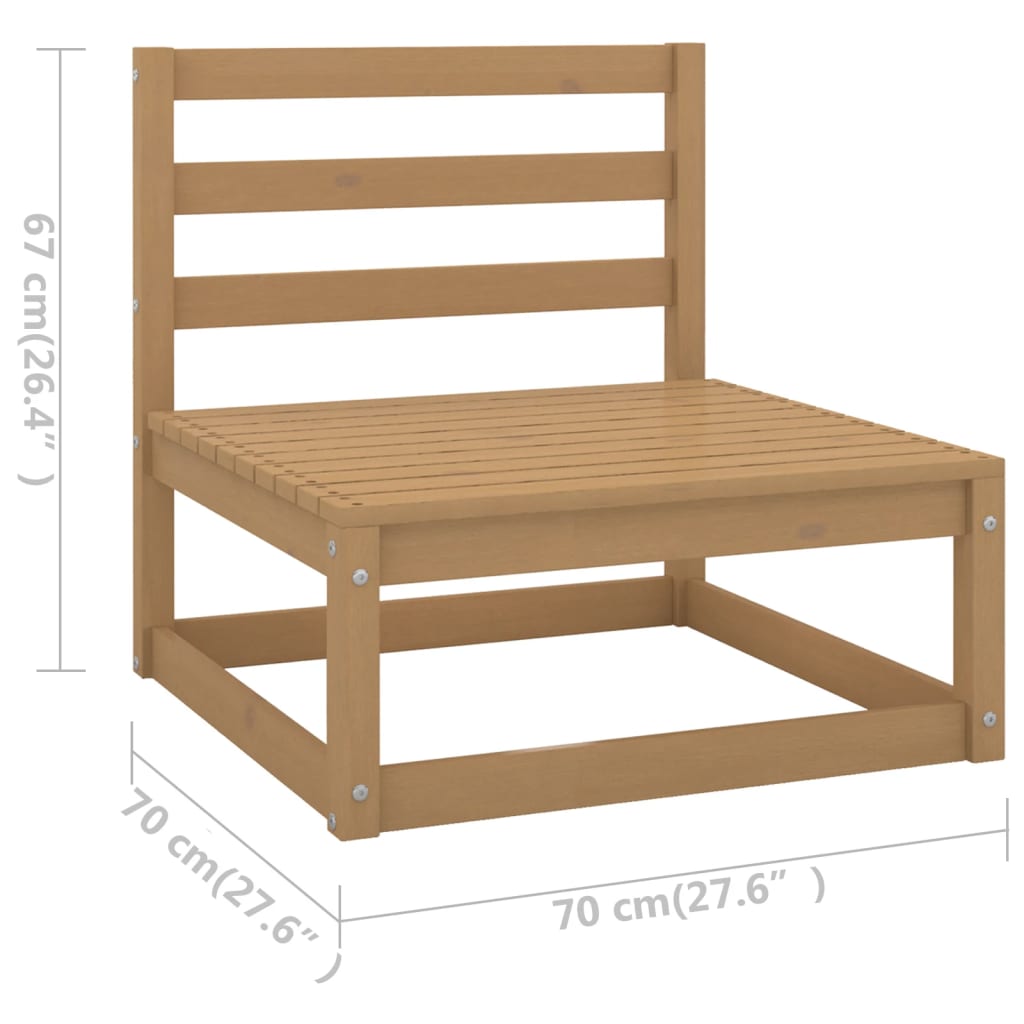9 Piece Garden Lounge Set Honey Brown Solid Wood Pine