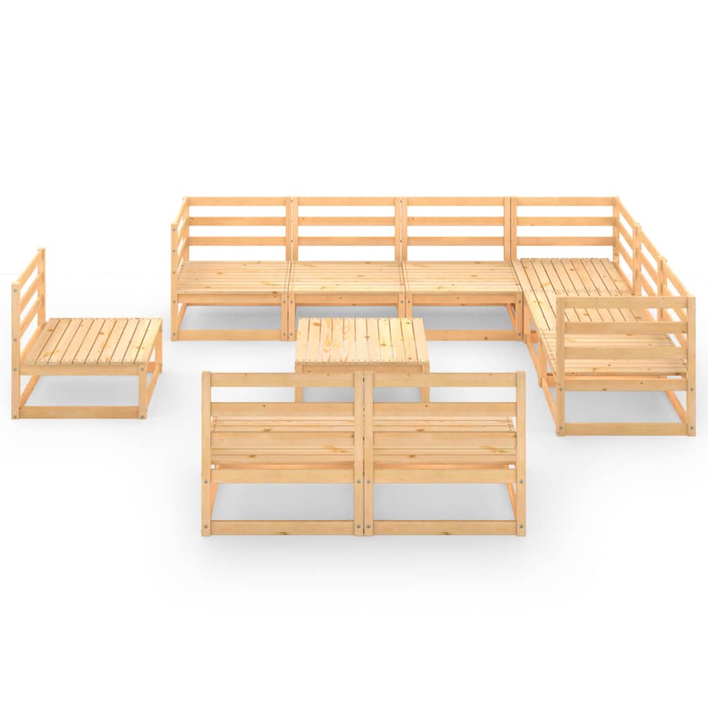 10 Piece Garden Lounge Set Solid Pinewood