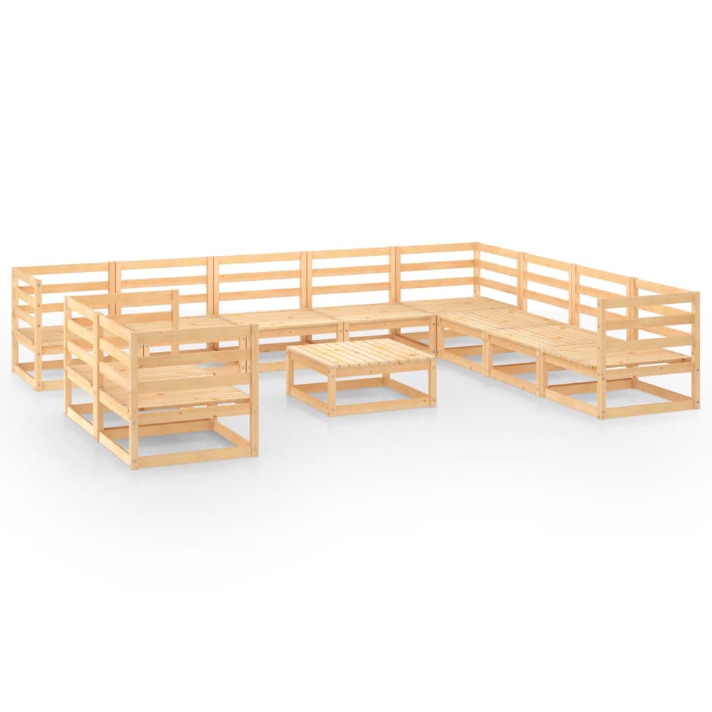 11 Piece Garden Lounge Set Solid Pinewood