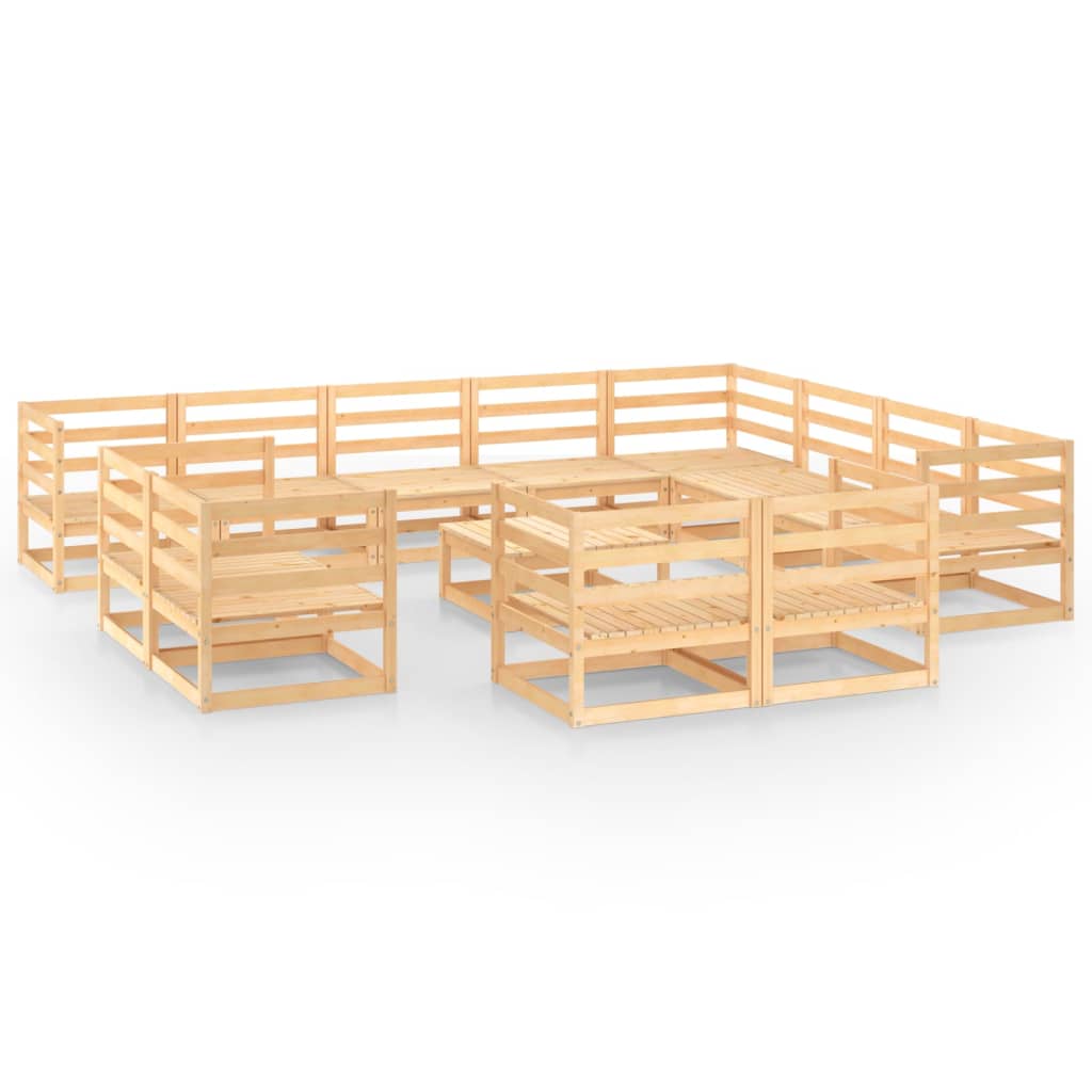 13 Piece Garden Lounge Set Solid Pinewood