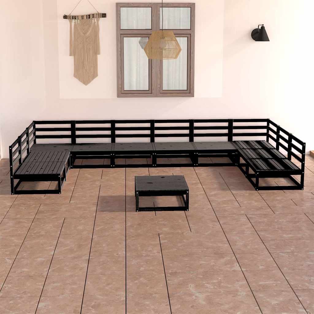 11 Piece Garden Lounge Set Solid Wood Pine