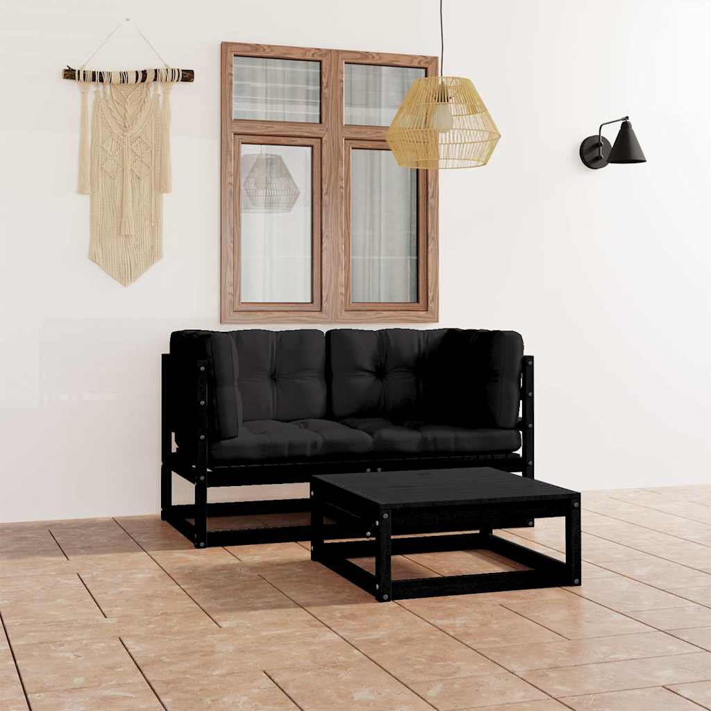 3 Piece Garden Lounge Set with Cushions Solid Wood Pine