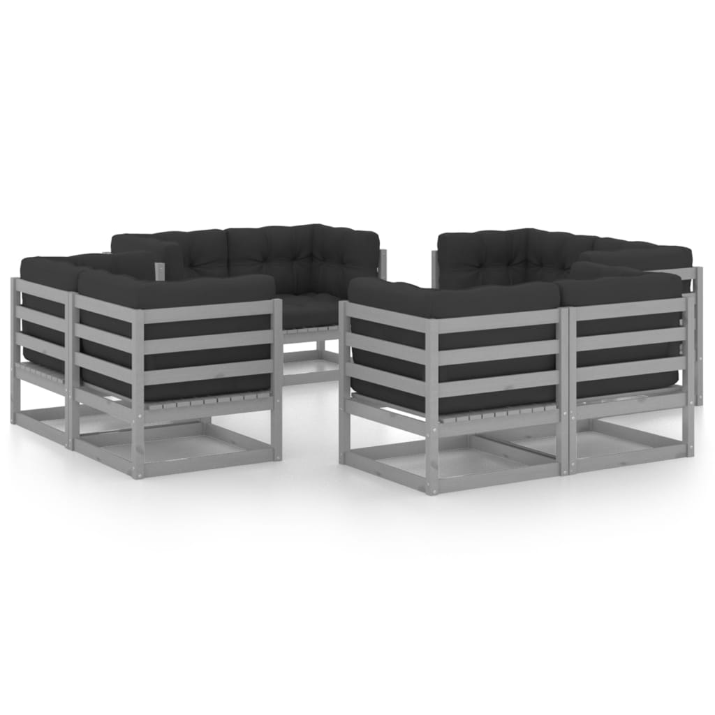 8 Piece Garden Lounge Set with Cushions Solid Pinewood