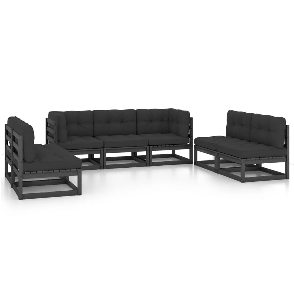 7 Piece Garden Lounge Set with Cushions Solid Pinewood