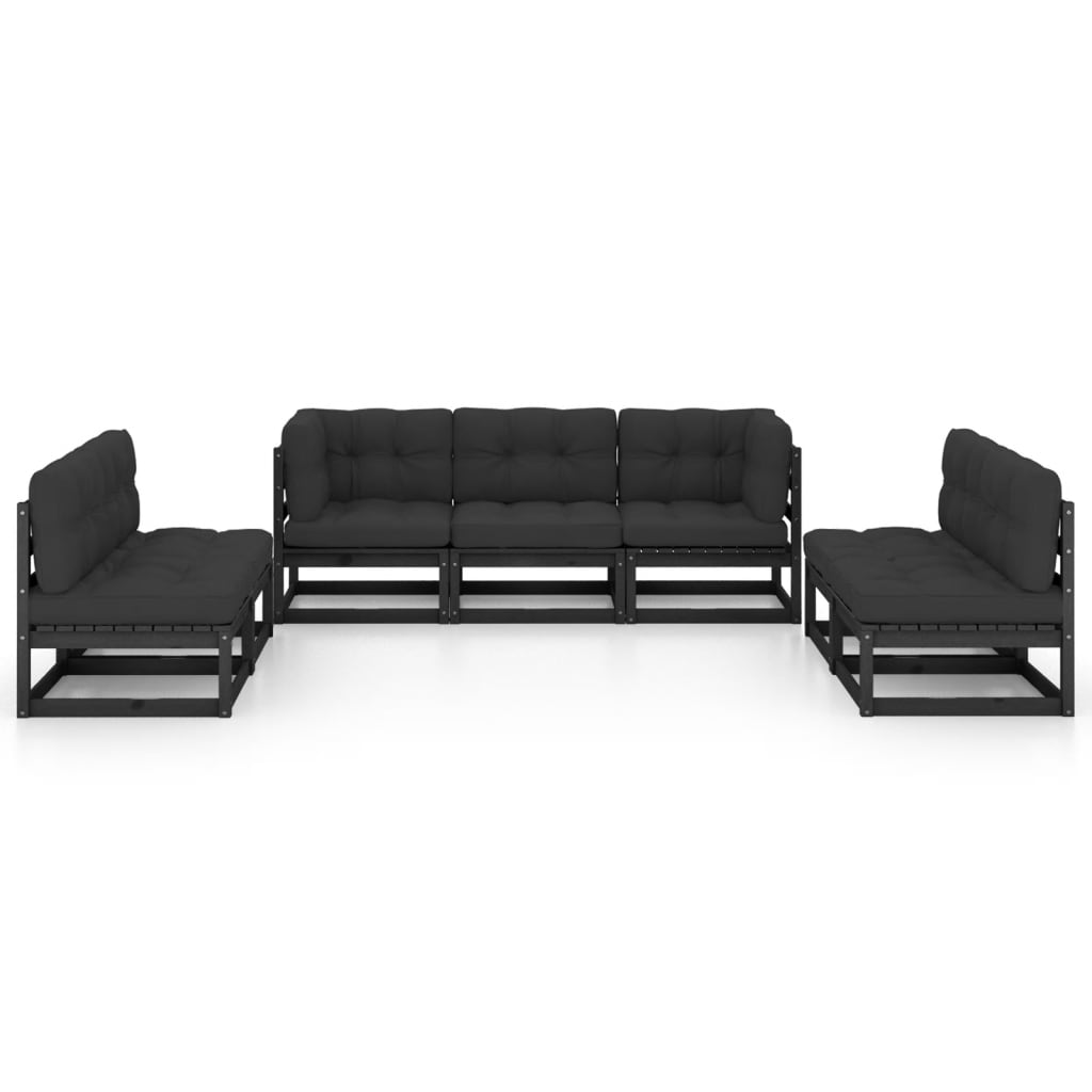 7 Piece Garden Lounge Set with Cushions Solid Pinewood