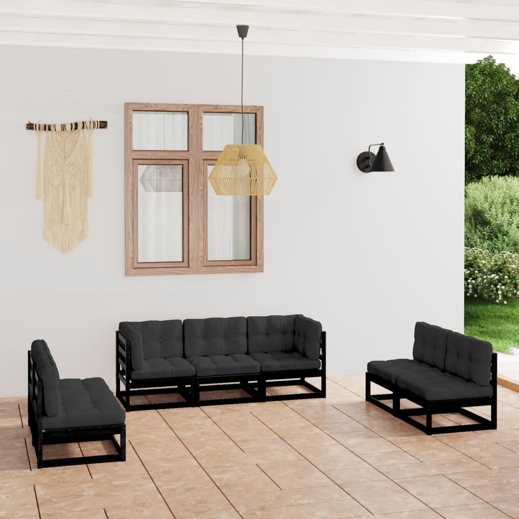 7 Piece Garden Lounge Set with Cushions Solid Pinewood