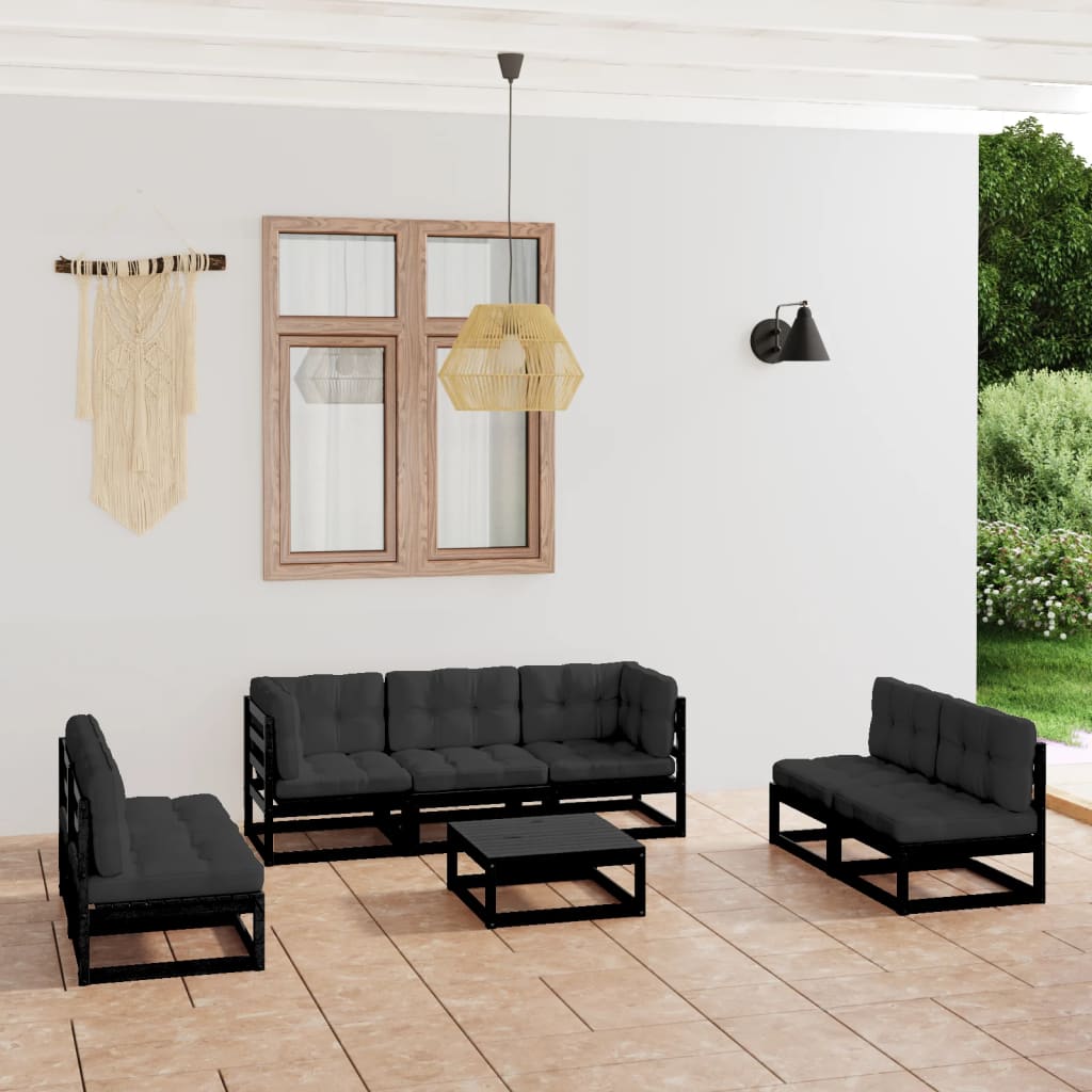 8 Piece Garden Lounge Set with Cushions Solid Pinewood