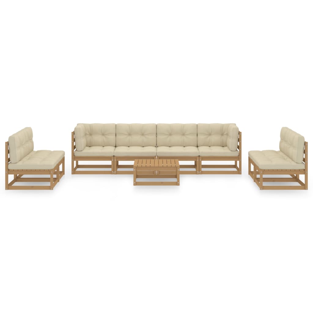 9 Piece Garden Lounge Set with Cushions Solid Pinewood