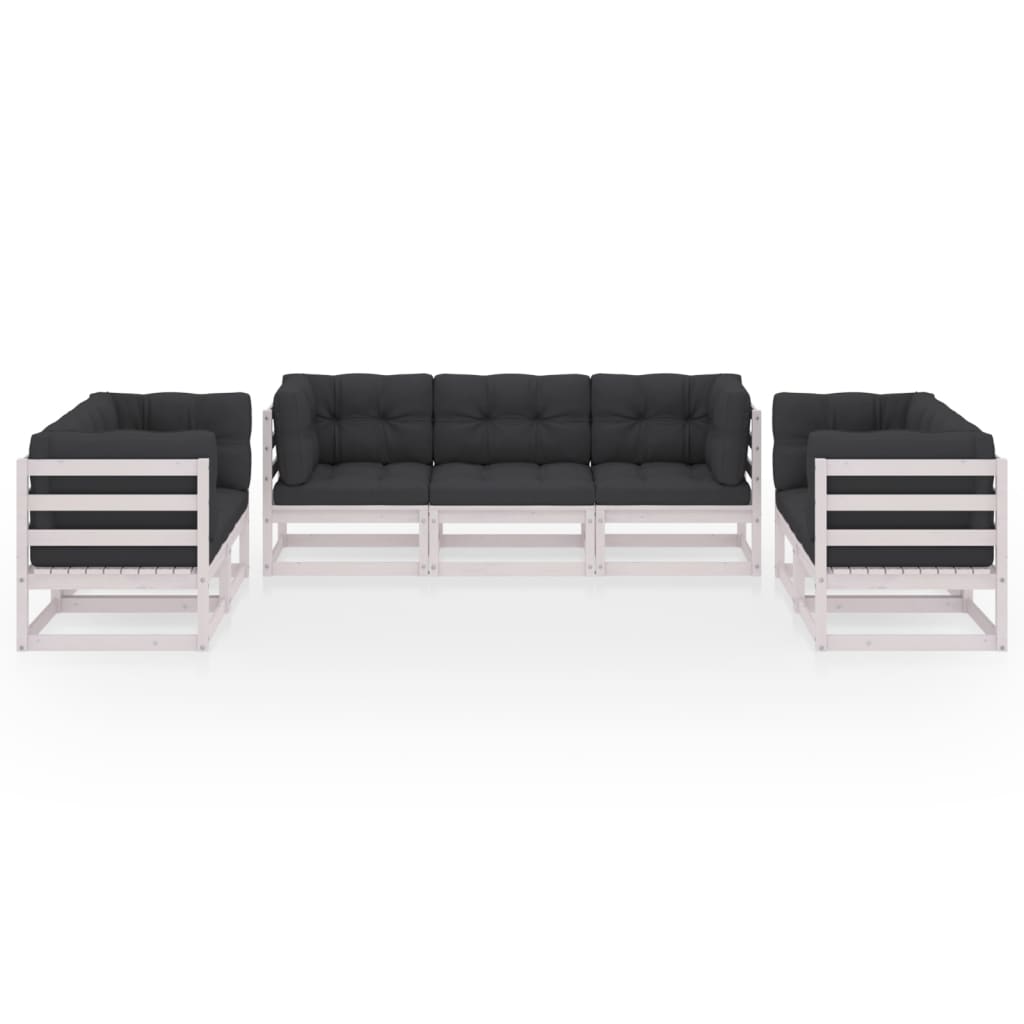 7 Piece Garden Lounge Set with Cushions Solid Pinewood