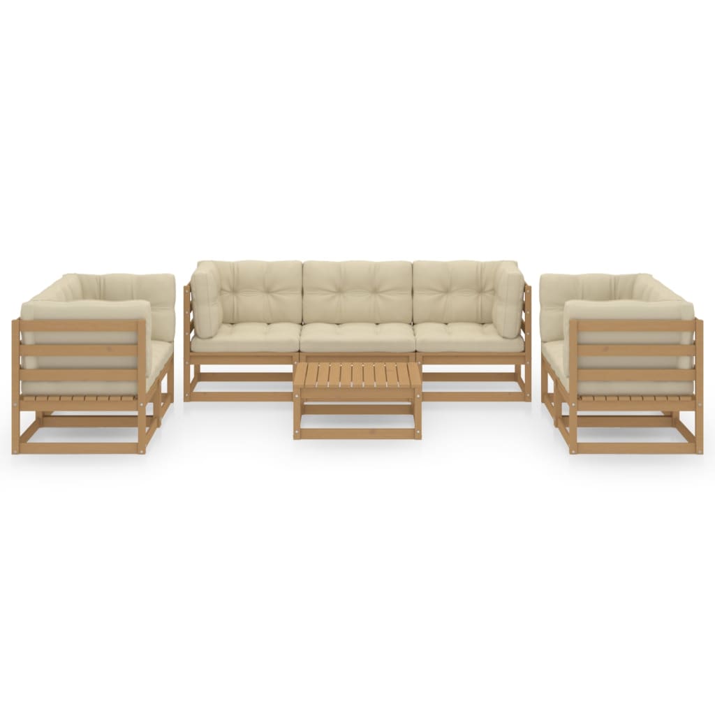 8 Piece Garden Lounge Set with Cushions Solid Pinewood