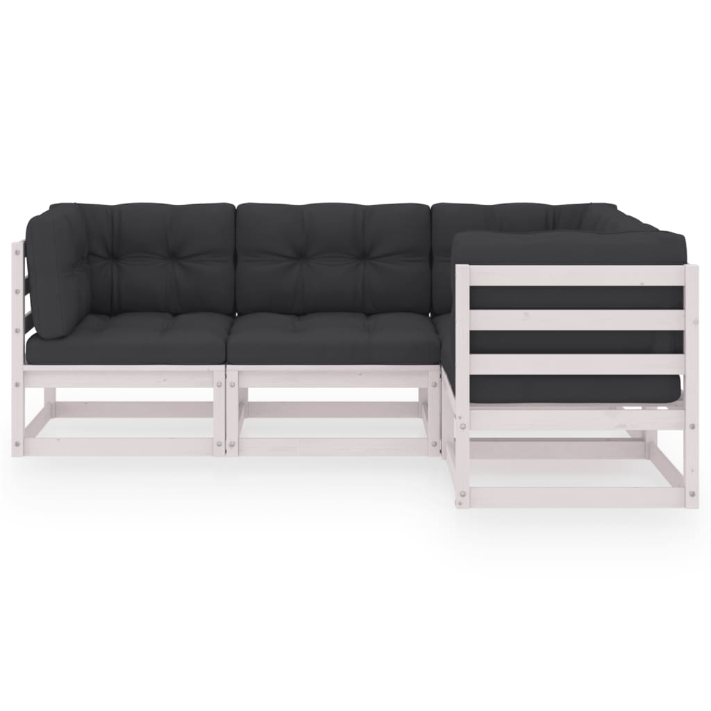 4 Piece Garden Lounge Set with Cushions Solid Pinewood