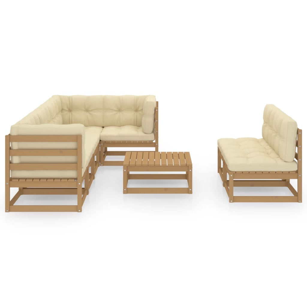 8 Piece Garden Lounge Set with Cushions Solid Pinewood