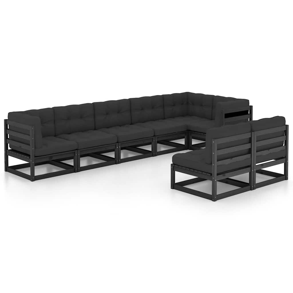 8 Piece Garden Lounge Set with Cushions Solid Pinewood