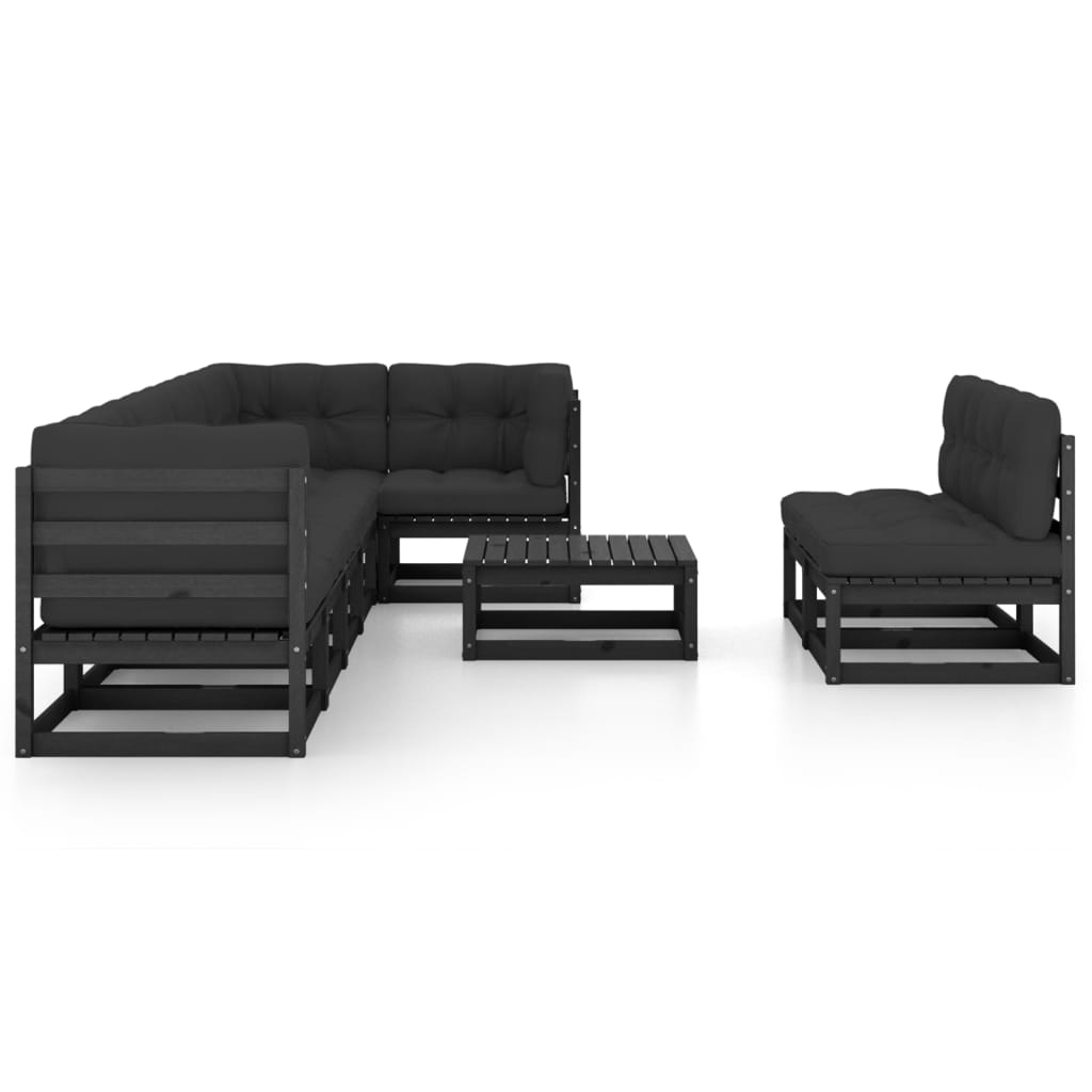 9 Piece Garden Lounge Set with Cushions Solid Pinewood