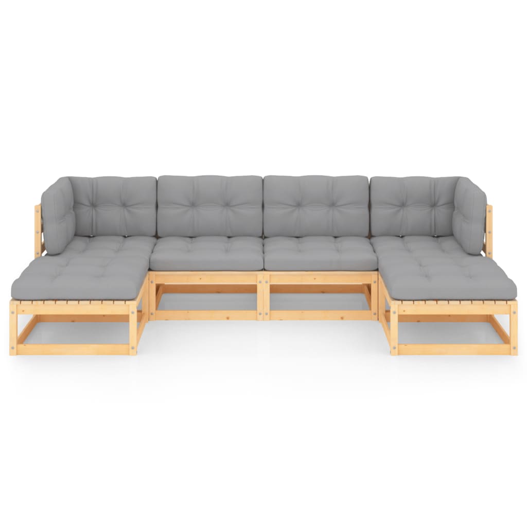 6 Piece Garden Lounge Set with Cushions Solid Pinewood