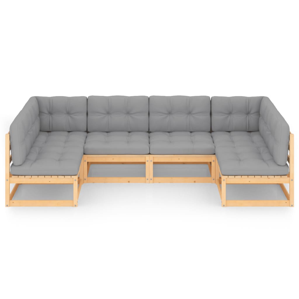 6 Piece Garden Lounge Set with Cushions Solid Pinewood