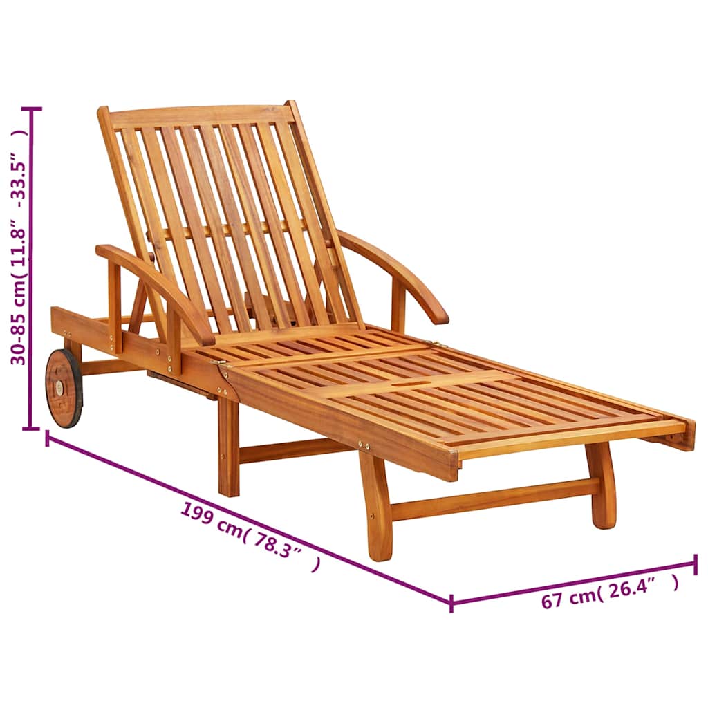 Sun Loungers 2 pcs with Cushions Solid Acacia Wood