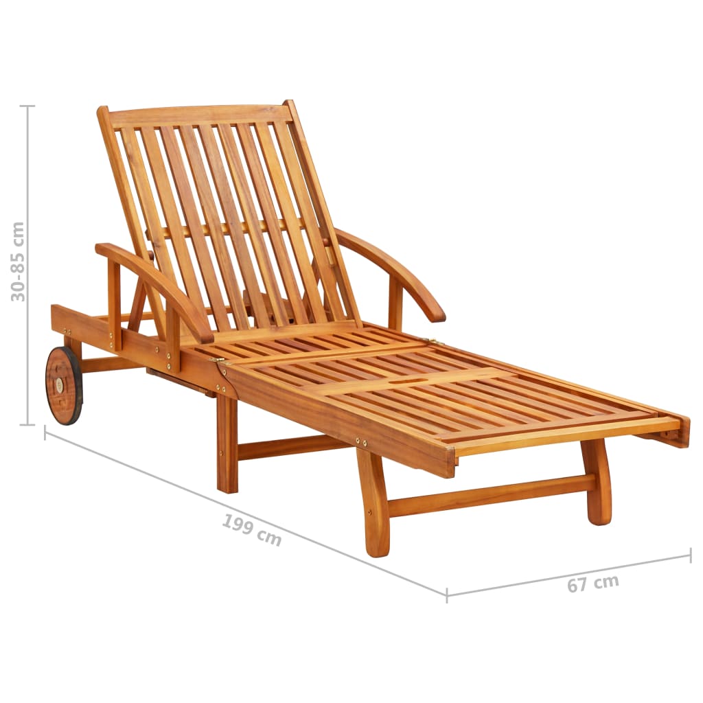 Sun Loungers 2 pcs with Cushions Solid Acacia Wood