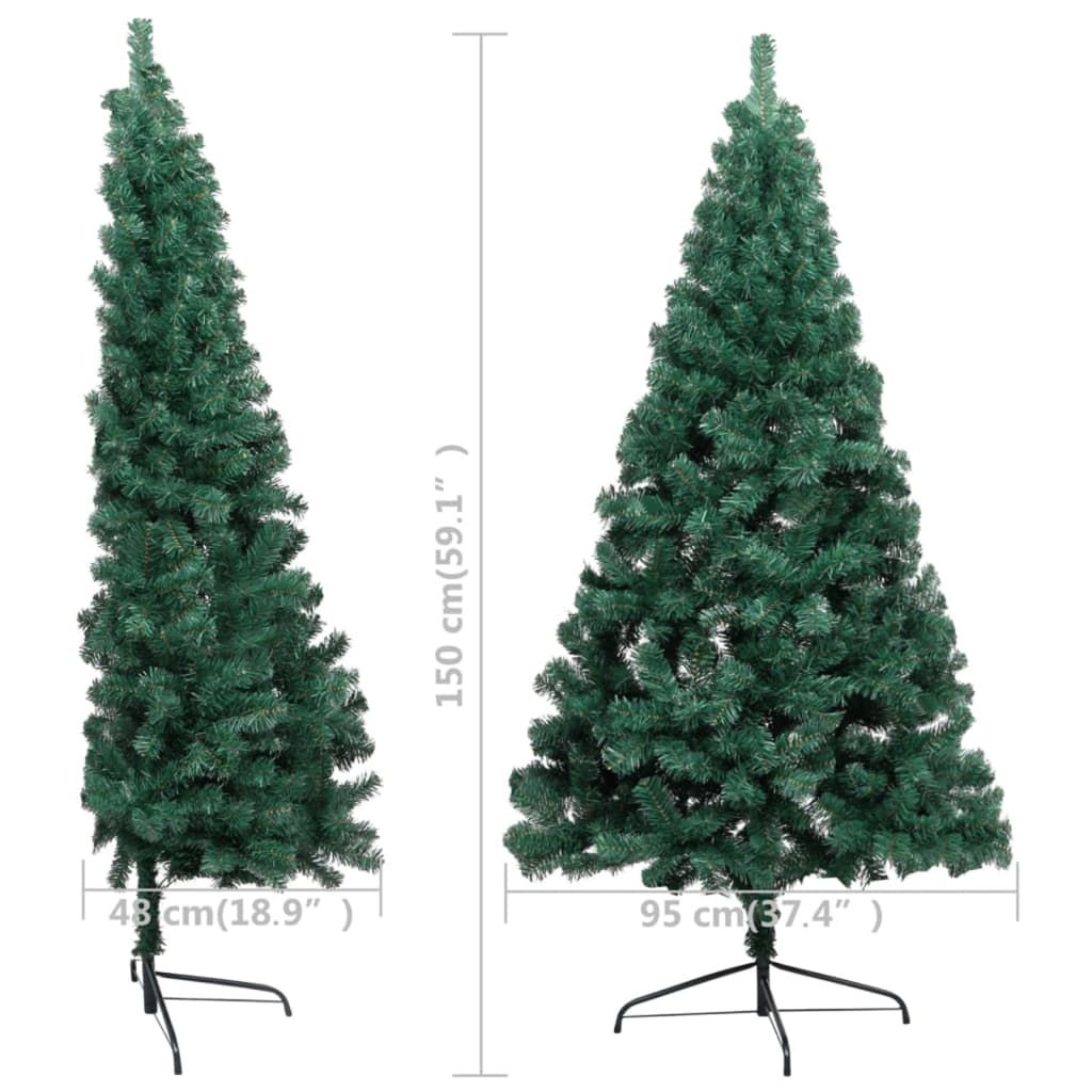 Artificial Half Pre-lit Christmas Tree with Stand Green 150 cm PVC