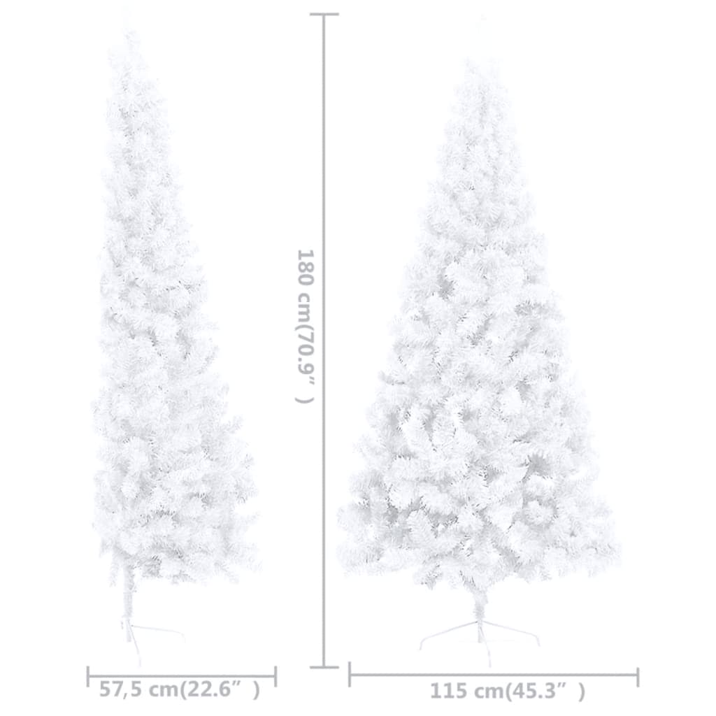Artificial Half Pre-lit Christmas Tree with Stand White 180 cm PVC